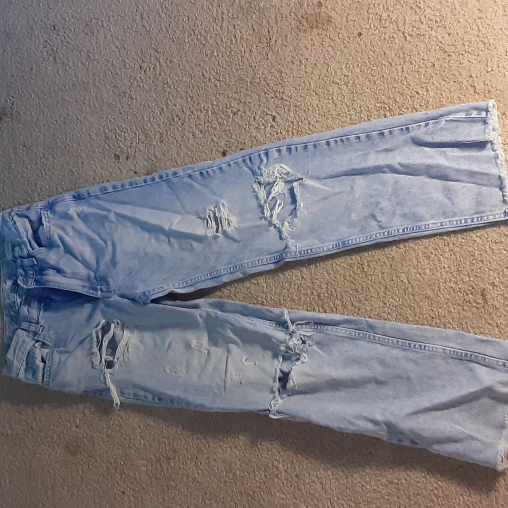 profile high rise ripped mom jean, faded blue, kids L